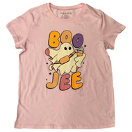 Womens Pink Ghost Themed Halloween T-Shirt Tee Shirt