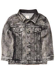 Toddler Boys Black & Gray Denim Jean Jacket Button Front Coat Size 5T