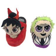 Womens Plush Beetlejuice & Lydia Slippers Halloween Scuffs