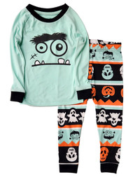 Toddler Boy & Girl Black & Green Halloween Monster Pajamas Set