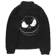 Mens Plush Black Sherpa Nightmare Before Christmas Shacket Jacket