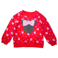 Infant Girls Pink & Red Minnie Mouse Valentines Day Pullover Sweatshirt