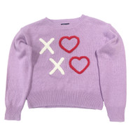Girls Light Purple Pullover Sweater Hugs & Kisses Valentines Sweater