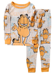 Garfield Boys Orange Garfield Long Sleeve Pajamas Shirt & Sleep Pants Set 4