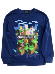 Boys Blue Minecraft Creeper Gamer Long Sleeve Sweatshirt Sweater