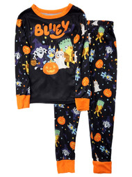 Boys 2-Piece Black & Orange Bluey Halloween Top & Pants Pajama Set