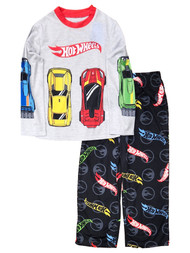 Boys 2-Piece Black & Gray Hot Wheels Race Car Pajama Set Medium 8