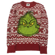 Boys Red Snowflake Grinch Christmas Holiday Sweater