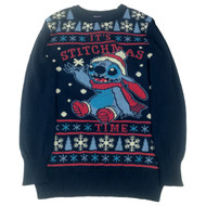 Disney Stitch Boys Blue Snowflake Santa Christmas Holiday Sweater