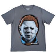 Halloween II Mens Gray Michael Myers Graphic Tee Short Sleeve T-Shirt
