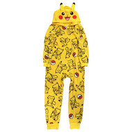 Boys Yellow Pikachu Pokemon Union Suit 1pc Sleeper Pajamas