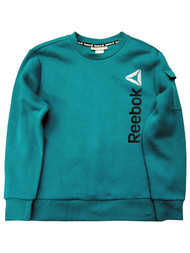 Reebok Boys Green Pullover Sweatshirt With Large Sleeve Pocket