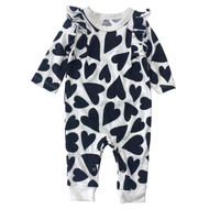 CJ Infant Girls Black White Heart Ruffle Romper Jumper Outfit