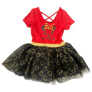 Disney Toddler Girls Black & Red Tulle Minnie Mouse Bodysuit Dress