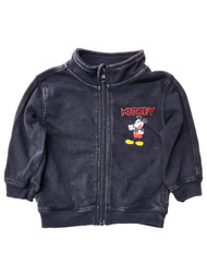 Infant & Toddler Boys Black Mickey Mouse Front Zip Worn Look Sweatshirt