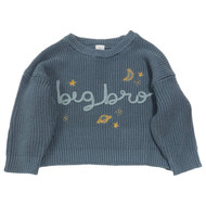 Infant Boys Blue Gray Ribbed Big Bro Sweater