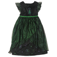 Toddler Girls Silky Black & Green Sparkle Wicked Witch Nightgown Night Gown