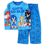 Sonic the Hedgehog Boys Long Blue Gamer Pajamas Shirt & Sleep Pants Set XS 4-5