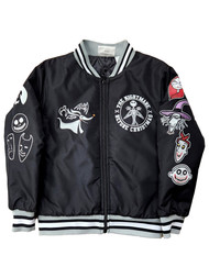 Boys Black & White Nightmare Before Christmas Bomber Jacket Zip Front Coat