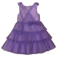 Girls Purple Ruffled Sleeveless Tulle A-Line Special Occasion Party Dress