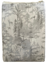 Cuddle Duds Flannel Sheet Set Gray Woodland Trees with Deer, Full Bed Sheets