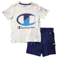 Boys Gray & Blue Champion T-Shirt & Athletic Shorts Outfit Set