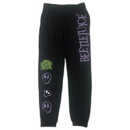 Womens Black & Purple Beetlejuice Halloween Joggers Sweat Pants Sweats