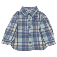 Toddler Girls Blue Plaid Flannel Shirt Bluey Dog
