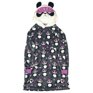 Womens Plush Gray Hooded Panda Bear Nightgown Night Gown