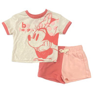 Disney Toddler Girls White & Pink Minnie Mouse T-Shirt & Shorts Set 12 Months