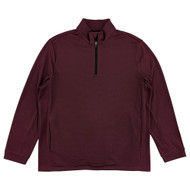 Ben Hogan Mens Burgundy Long Sleeve Micro Jacquard 1/4 Zip Golf Sweater