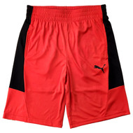 Puma Boys Red & Black Athletic Shorts With Elastic Waistband