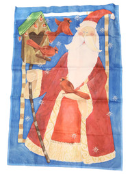 St Nicholas Santa Chris Cringle Red Cardinal Christmas Holiday Woven Garden Flag
