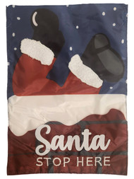 Christmas Santa Stop Here Legs & Boots Chimney Garden Flag Holiday Decoration