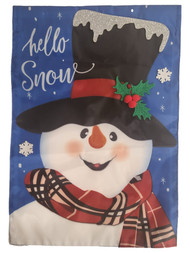 Hello Snow Winter Snowman Christmas Holiday Small Garden Flag Outdoor Decoration