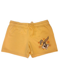 Looney Tunes Womens Jrs Yellow Bugs Bunny Basketball Shorts with pockets