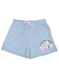 Peanuts Womens Jrs Blue Peanuts Snoopy Namaste Basketball Shorts w/pockets