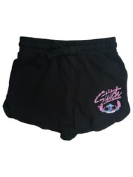 Disney Stitch Womens (Jrs) Black Athletic Fit Shorts With Pockets