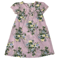 Womens Purple Floral Print Short Sleeve Nightgown Night Gown