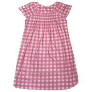 Womens Pink Check Short Sleeve Nightgown Night Gown