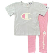 Adidas Girls 2pc Outfit Short Sleeve Lavendar Shirt & Pink Leggings Pants Set 6