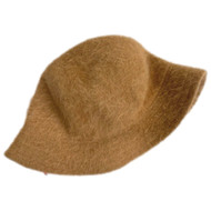 Womens & Mens Fuzzy Angora & Wool Brown/Camel Bucket Cap Hat