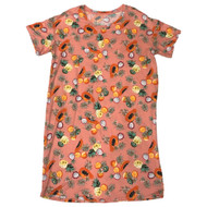 Womens Pink & Orange Fruit Print Sleepshirt Sleep & Night Shirt