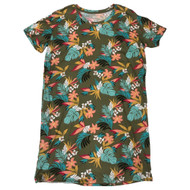 Womens Colorful Green Leaf Print Sleepshirt Sleep & Night Shirt