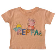 Infant Toddler Girls Peach Peppa Pig Sunshine Plaid Tee Shirt T-Shirt