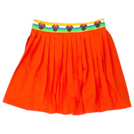 Disney Girls Orange Minnie Mouse Striped Waist Band Pleated Skirt Skort