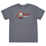 Mens Gray Super Fun Guy Novelty Graphic Tee Short Sleeve T-Shirt