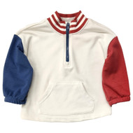 Infant & Toddler Boys Off-White, Blue & Red Quarter Zip Sweatshirt Top