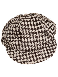 Womens Brown Houndstooth Newsboy Hat Cap