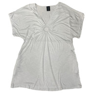 Catalina Womens White Swim Suit Cover Up Cover-Up Short Sleeve V-Neck